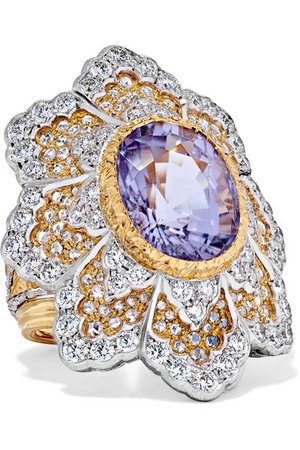 Buccellati | 18-karat yellow and white gold diamond and tourmaline ring | NET-A-PORTER.COM