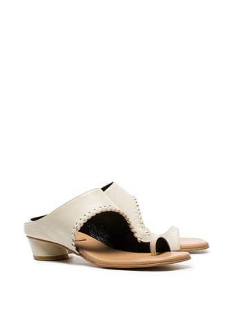 Reike Nen ivory 30 cutout toe ring leather mules $400 - Shop SS19 Online - Fast Delivery, Price