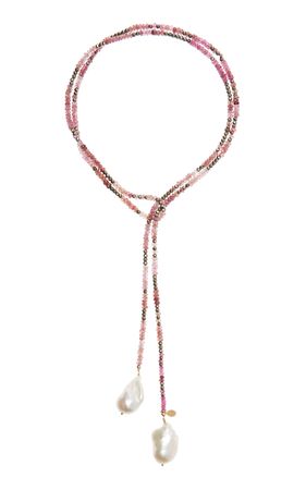 Pink Tourmaline Ombre Classic Gemstone Lariat Necklace By Joie Digiovanni | Moda Operandi