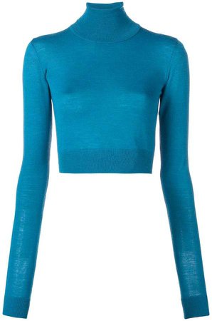 mock neck cropped knit top