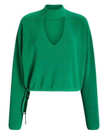 The Sei Choker Plunge Sweater In Green | INTERMIX®
