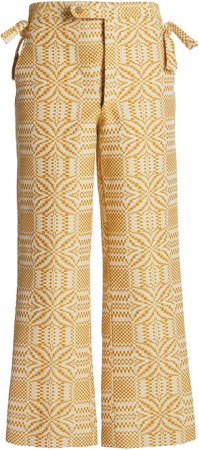 BODE Wide Leg Yellow Coverlet Trousers