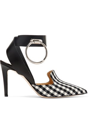 Monse | Embellished leather and gingham twill pumps | NET-A-PORTER.COM