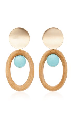 The Flora Gold-Plated, Pine Wood and Aventurine Earrings by Sophie Monet | Moda Operandi