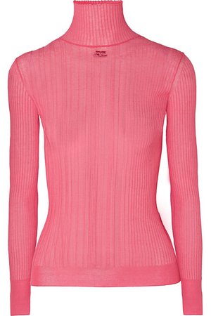 Courrèges | Embroidered ribbed cotton-blend turtleneck sweater | NET-A-PORTER.COM