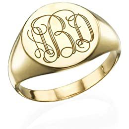 Amazon.com: Lovefir Personalized Signet Ring in 925 Sterling Silver with Engraved Monogram Gift for Your Lover(Gold): Clothing, Shoes & Jewelry