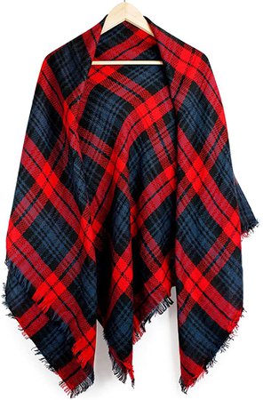 Oct17 Plaid Scarfs for Women Pashmina Tartan Wrap Large Warm Blanket Soft Shawl Checked Winter Fall Scarfs Scarves for Woman - Red at Amazon Women’s Clothing store