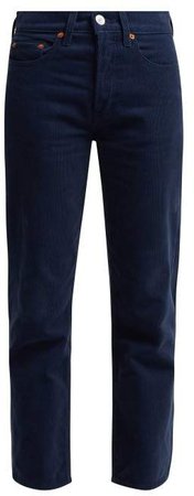 Re/Done Originals Re/done Originals - High Rise Stovepipe Corduroy Jeans - Womens - Navy