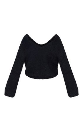 Black Eyelash Knitted Sweater | Knitwear | PrettyLittleThing USA