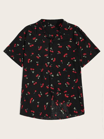 Guys Allover Cherry Print Shirt | ROMWE
