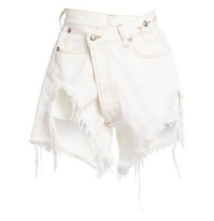 White Asymmetrical Shorts