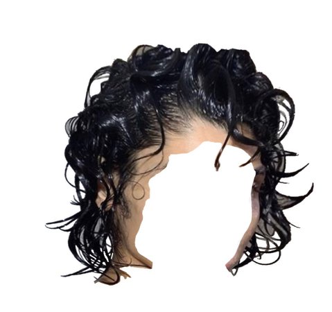 wet black curly hair