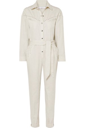 IRO | Belted embellished linen and cotton-blend jumpsuit | NET-A-PORTER.COM