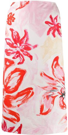 high-waisted floral print skirt