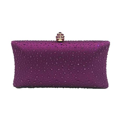 Sparkling Crystal Evening Clutches Women With Rhinestones Bridal Purses (Purple): Handbags: Amazon.com