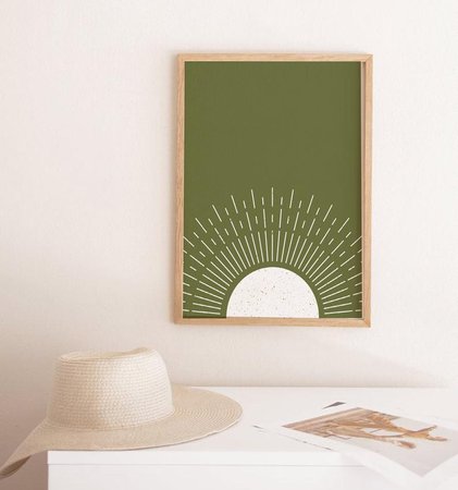 Horizon Sun Art Print green Sunburst Wall Art Trendy color | Etsy