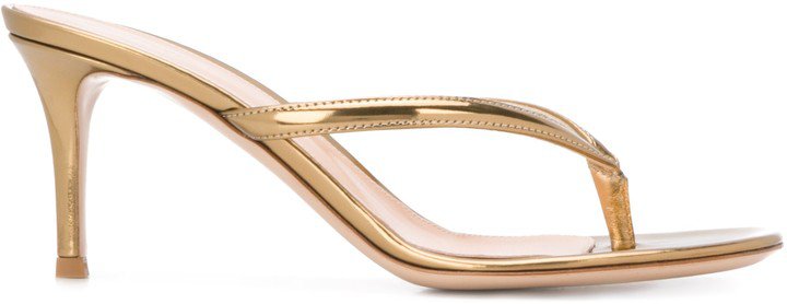 Thong Metallic Slide Heels