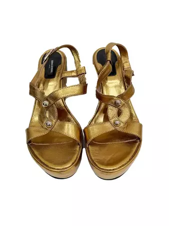 1990s Sonia Rykiel Gold Wedge Sandals For Sale at 1stDibs | sonia rykiel sandals, golden wedge heels
