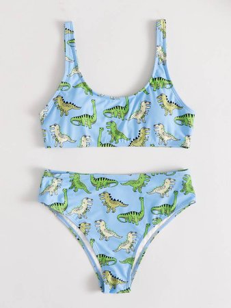 Random Cartoon Dinosaur Bikini Swimsuit | ROMWE