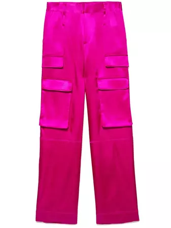 FRAME Satin multi-pocket Straight Trousers - Farfetch