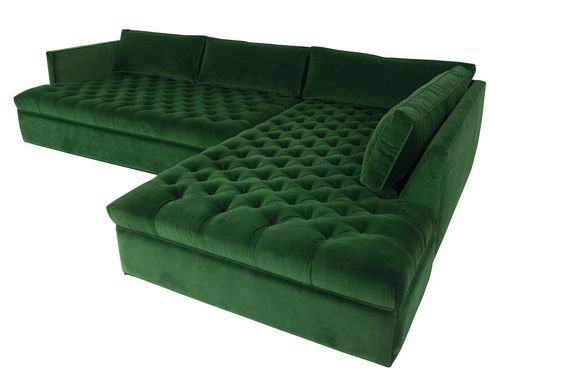 green tufted velvet sofa