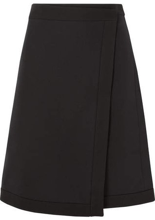 Narata Wool And Silk-blend Wrap Skirt - Black