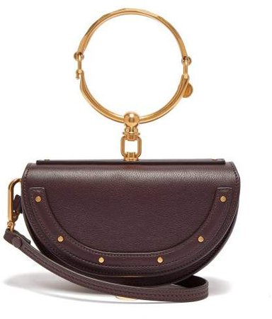 Nile Leather Minaudiere Clutch Bag - Womens - Burgundy