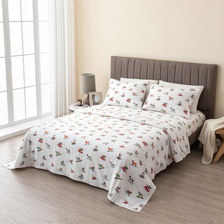 Amazon.com: Great Bay Home 100% Turkish Cotton Full Kids Holiday Flannel Sheet Set | Deep Pocket Fitted Sheet, Soft Sheets | Warm Bed Sheets | Pre-Shrunk & Anti-Pill Flannel Sheets (Full, Festive Dogs) : Home & Kitchen