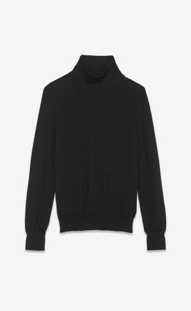 ‎Saint Laurent ‎Roll Neck Sweater In a Black Fine Gauge Cashmere ‎ | YSL.com