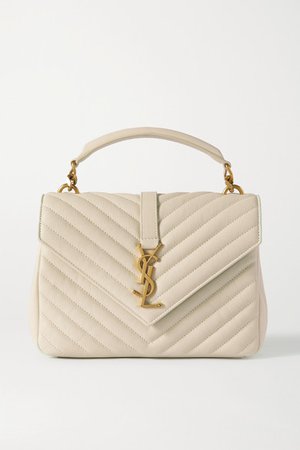 College Medium Quilted Leather Tote - Off-white