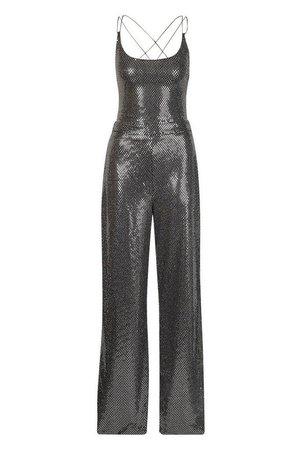 Tall Strappy Cut Out Back Sequin Jumpsuit | Boohoo