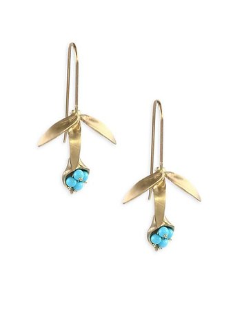 Annette Ferdinandsen Turquoise & 14K Gold Wildflower Earrings | SaksFifthAvenue