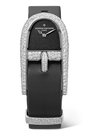 Vacheron Constantin | Heures Créatives 23.99mm 18-karat white gold, satin and diamond watch | NET-A-PORTER.COM