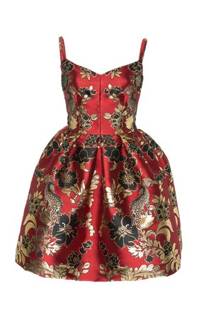 Floral And Leopard Jacquard Mini Dress