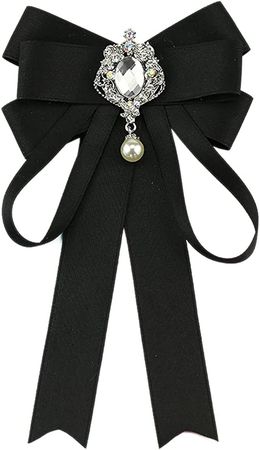 Amazon.com: JKQBUX Bowknot Rhinestone Ribbon Bow Brooch Pre-Tied Bow tie for Women Neck Tie Wedding Party Christmas Gifts Ceremony Black : Clothing, Shoes & Jewelry