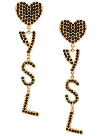 Saint Laurent crystal-embellished logo pendant earrings gold 584228Y1526 - Farfetch