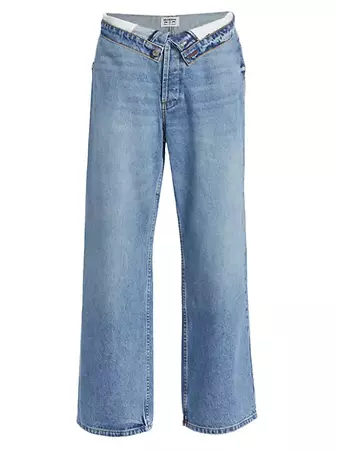Shop EB Denim Madison Foldover Mid-Rise Loose-Leg Jeans | Saks Fifth Avenue