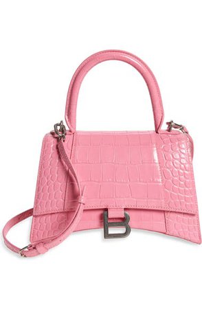 Balenciaga Small Hourglass Croc Embossed Leather Top Handle Bag | Nordstrom