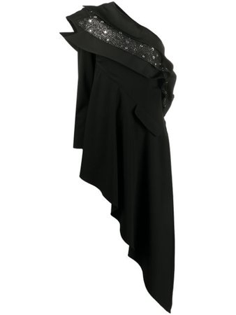 Black Loulou asymmetric crystal embellished dress - Farfetch