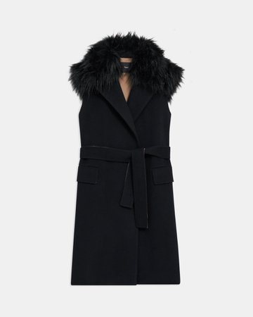 Double-Face Wool-Cashmere Belted Vest | Theory