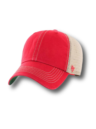 red trucker hat