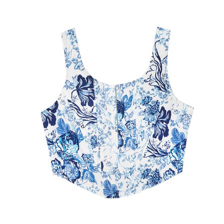 Camisole Femme Sexy Blue Floral Printed Tank Tops Ladies Swimming Party Wear Buckle Vest Bustier Summer Cool Camisole G3|Tank Tops| - AliExpress