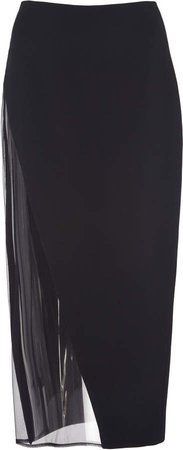 Tulle-Trimmed Stretch-Crepe Pencil Skirt Size: 6