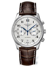 Longines Men's The Master Collection Brown Leather Strap Watch L26734783 & Reviews - Watches - Jewelry & Watches - Macy's