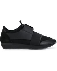 Balenciaga Race Runners Panelled Mesh, Leather And Knitted Low-top Trainers in Blue for Men - Save 11% - Lyst