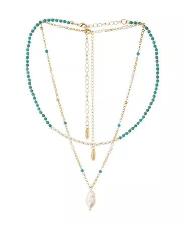 ETTIKA Turquoise, Pearl Chain Necklace Set & Reviews - Necklaces - Jewelry & Watches - Macy's