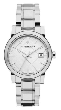 silver Burberry watch