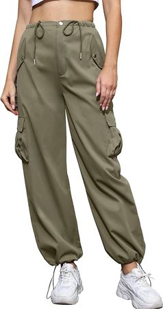 Amazon.com: CXXQ Cargo Pants Women Casual Baggy Elastic High Waisted Joggers Pants with Pockets Outdoor Golf Hiking : Clothing, Shoes & Jewelry