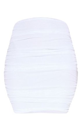 White Mesh Ruched Skirt | Skirts | PrettyLittleThing
