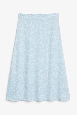Light blue lightweight midi skirt - Light blue floral - Monki WW